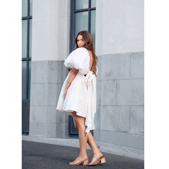 AJE Casabianca Puff Sleeve Cotton Minidress in Ivory 6 US / 10 AU - Picture 16 of 16